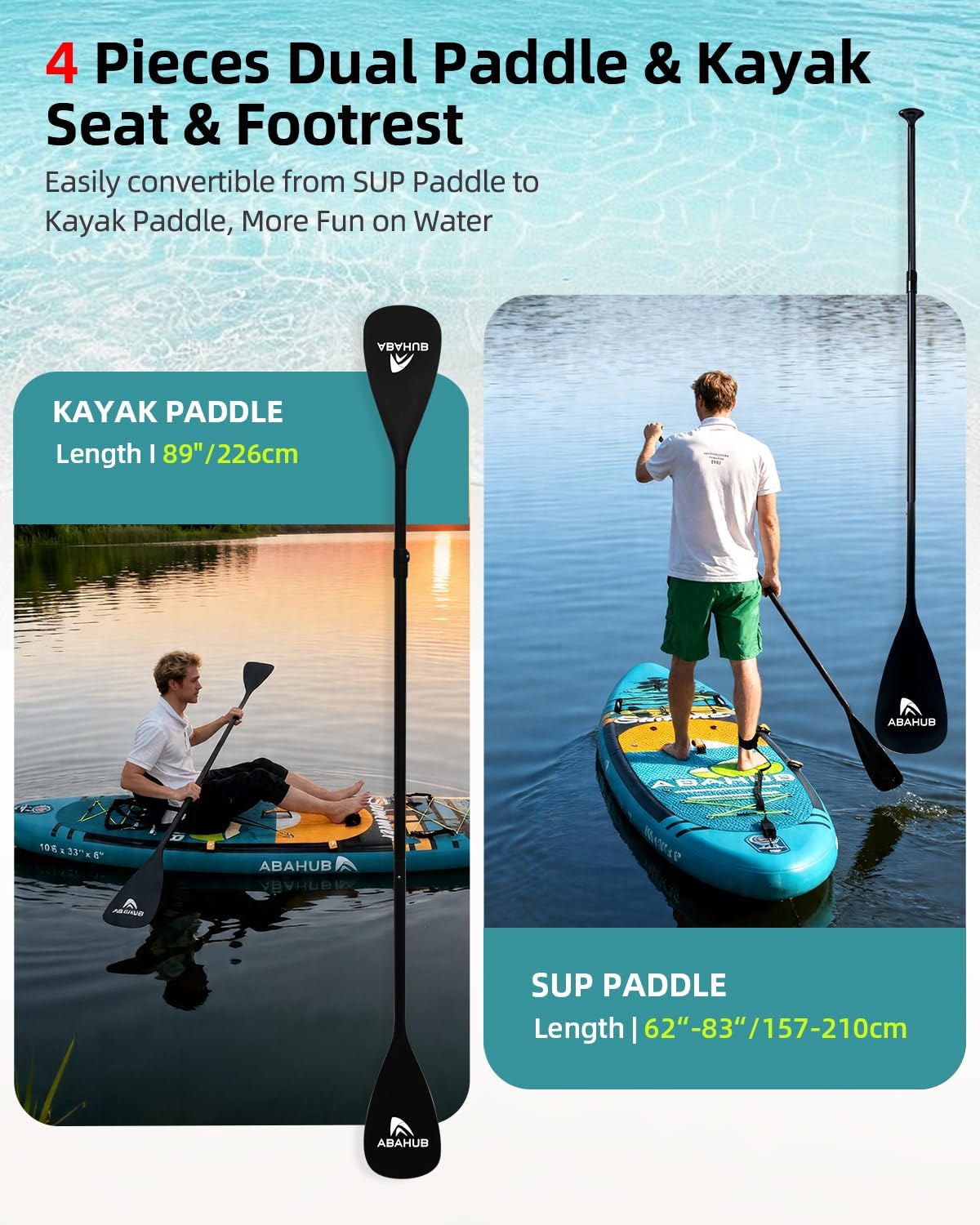 Wide 10.6ft x 31/34in Inflatab - Fishing Kayak Paddle incelemesi ve fiyatı